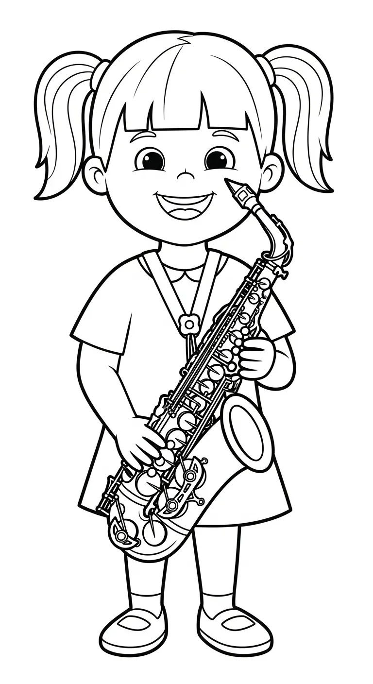 coloriage Saxophone pour enfant de 8 ans