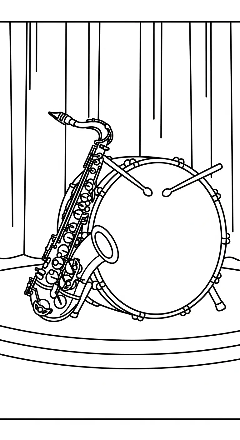 coloriage Saxophone à imprimer pour enfant de 7 ans