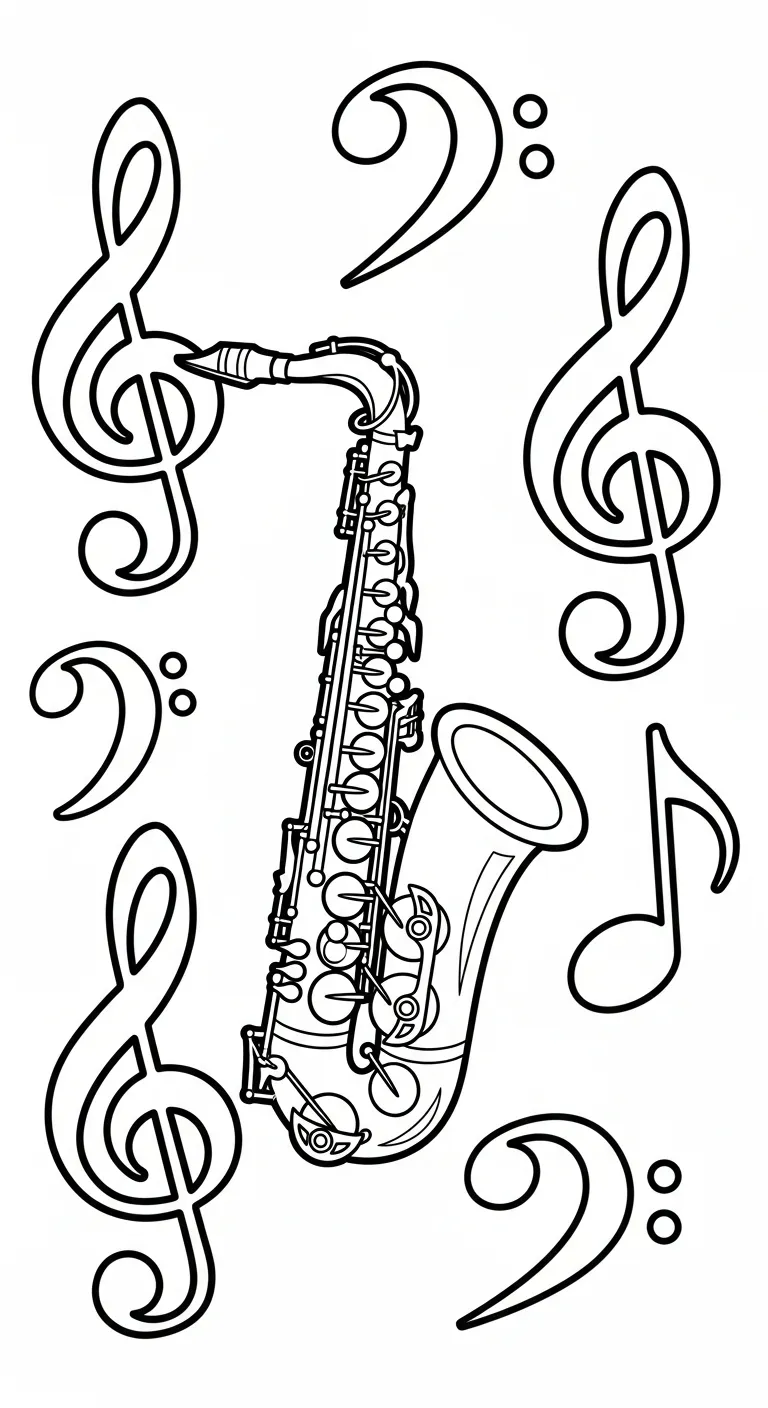 coloriage Saxophone a imprimer