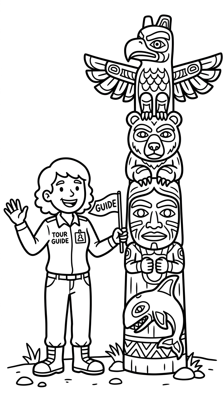 coloriage Guide touristique à imprimer pour enfant de 6 ans
