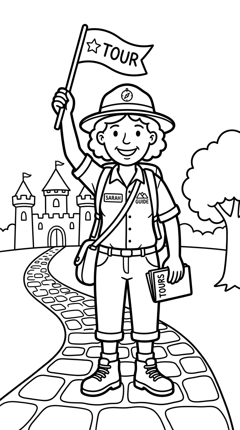 coloriage Guide touristique d'enfant a imprimer
