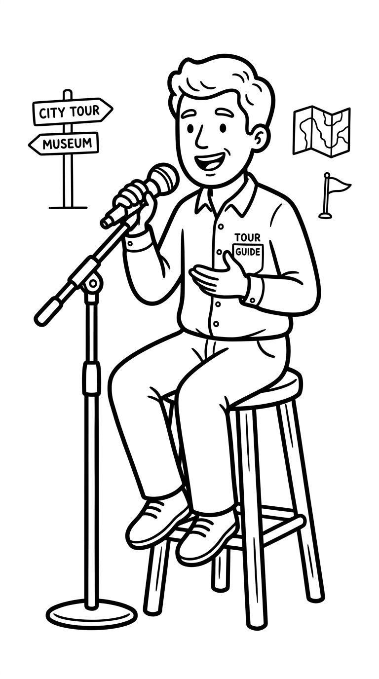 coloriage Guide touristique à imprimer pour enfants