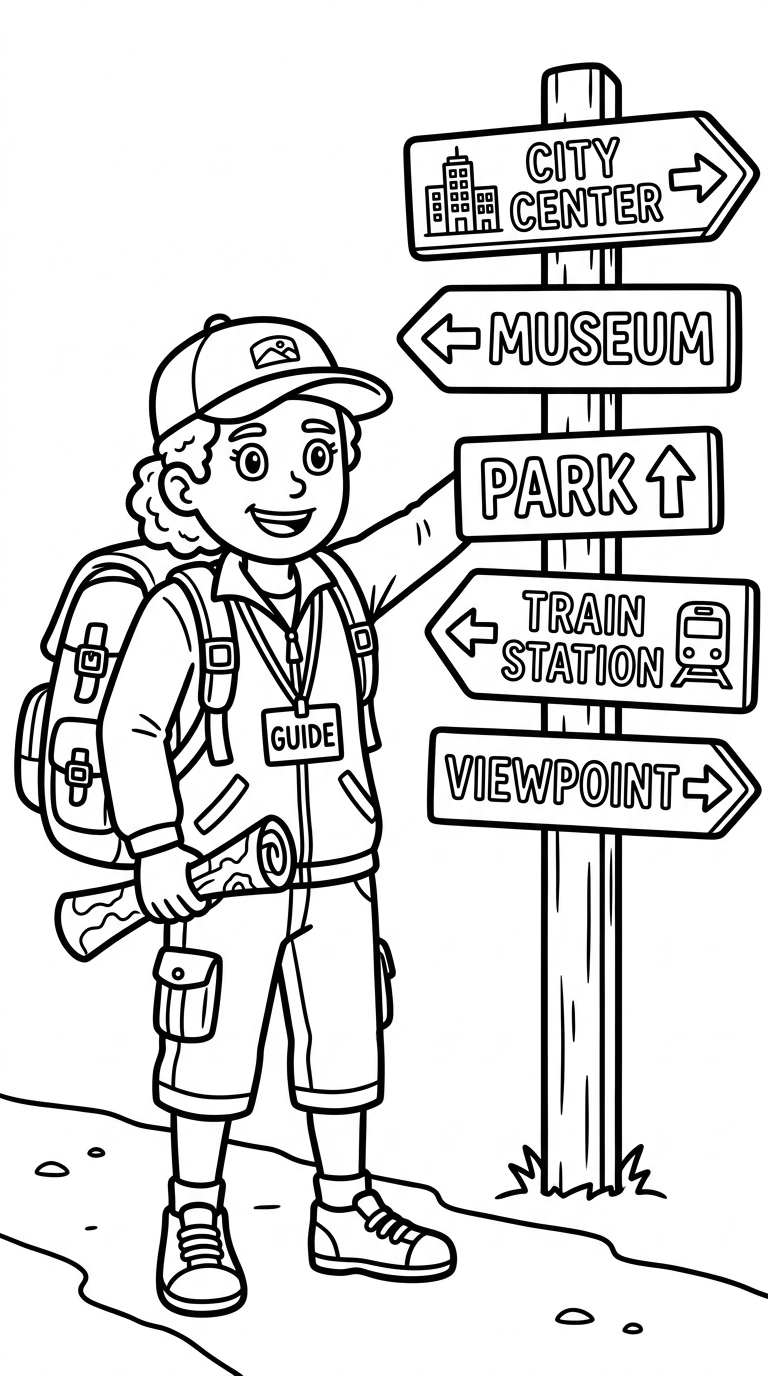 coloriage Guide touristique et decoupage a imprimer gratuit