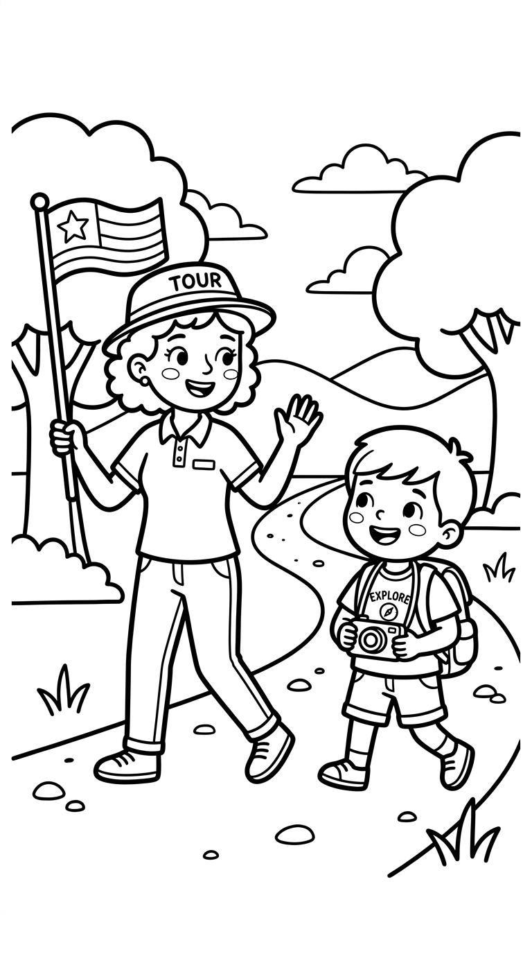 coloriage Guide touristique à imprimer pour enfant de 8 ans