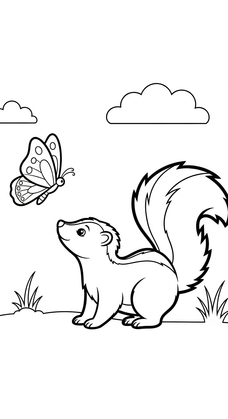 coloriage Mouffette à imprimer kawaii