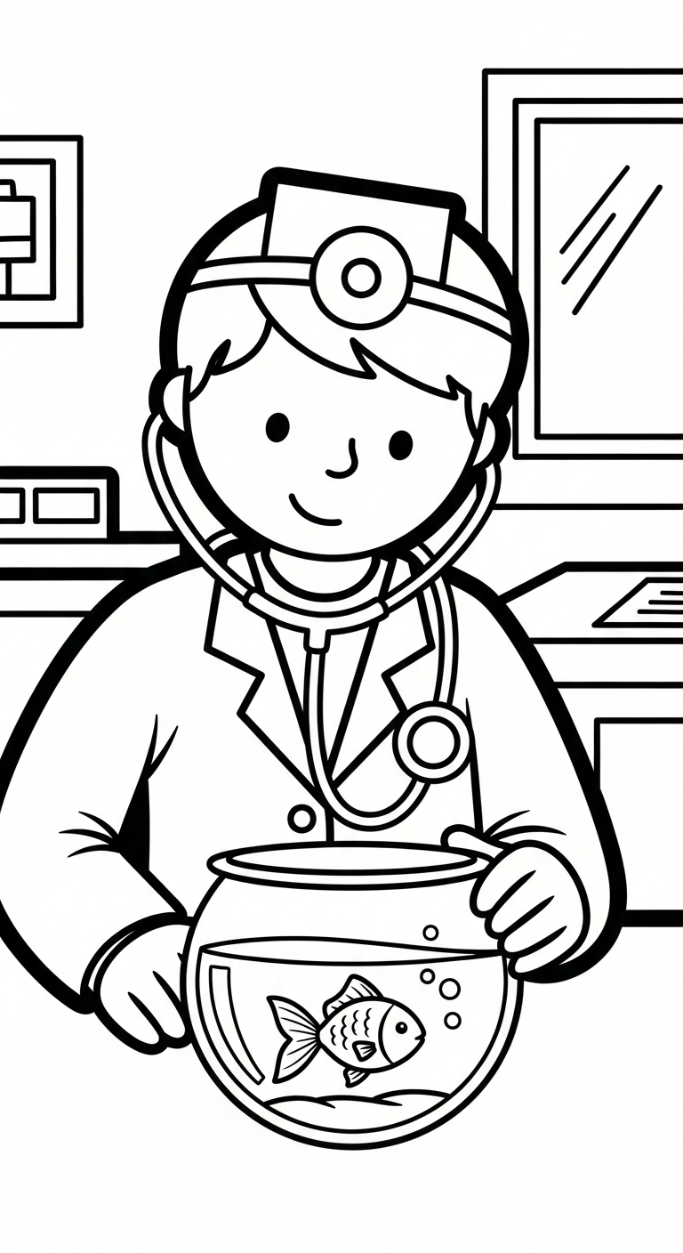 coloriage Vétérinaire pour enfant de 5 ans