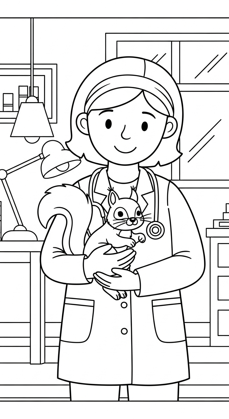 coloriage Vétérinaire pour enfant de 7 ans