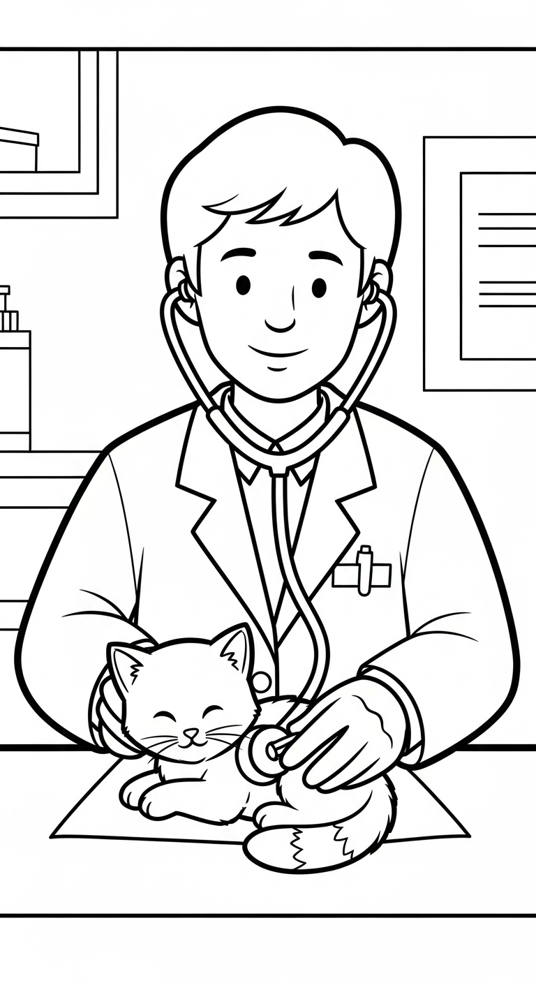 image de coloriage Vétérinaire pour enfant