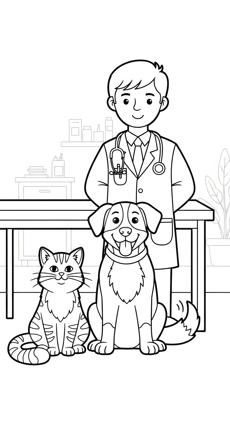 coloriage Vétérinaire à imprimer pour enfant de 6 ans