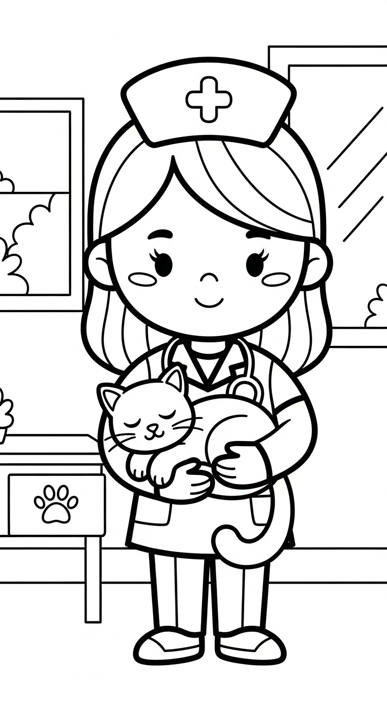 imprimer coloriage Vétérinaire pour enfant