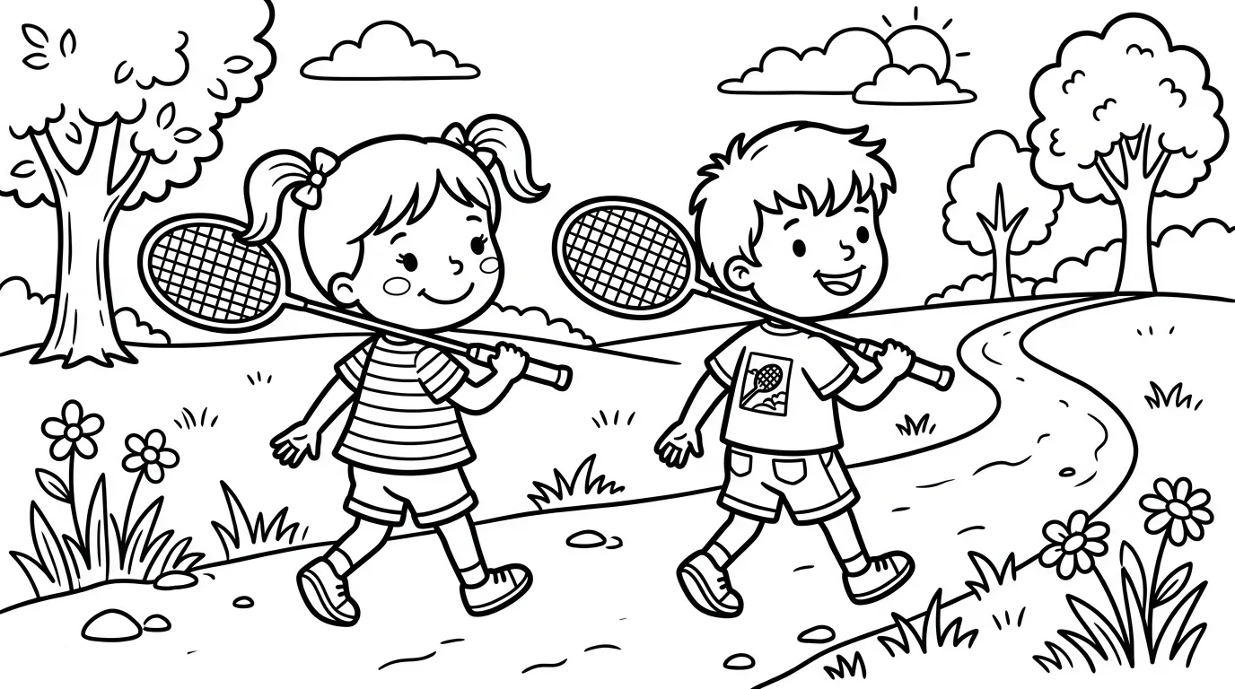 coloriage Badminton et decoupage
