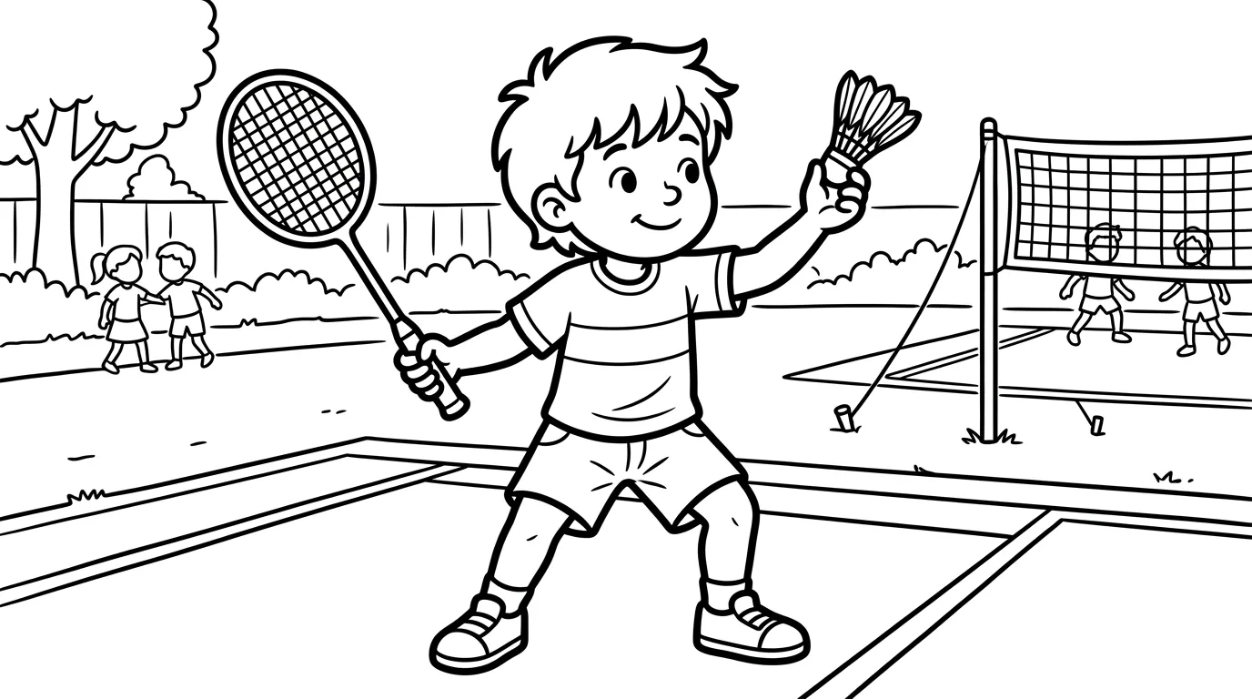 coloriage Badminton à imprimer pour enfant de 3 ans 1