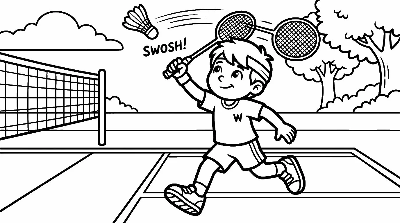 coloriage Badminton pour enfant de 10 ans