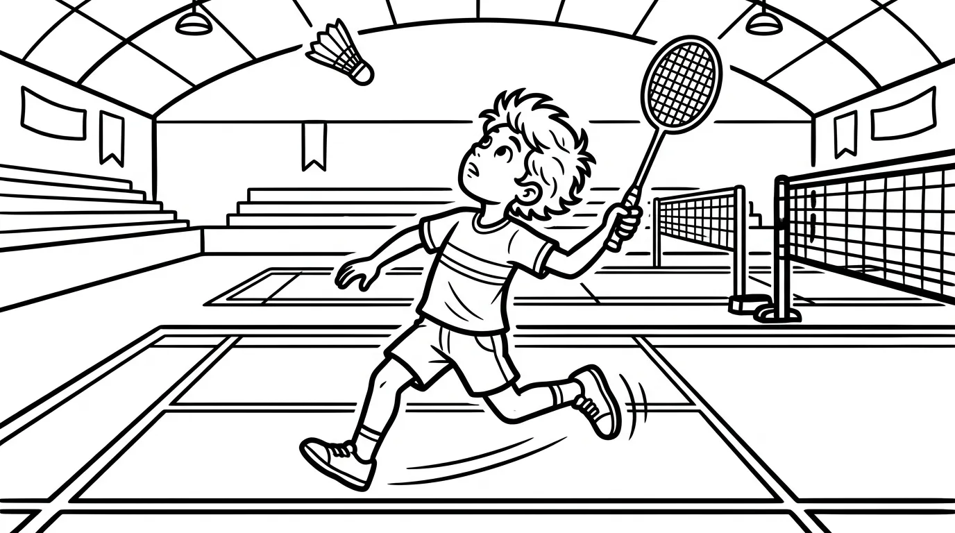 coloriage Badminton pour enfant de 6 ans