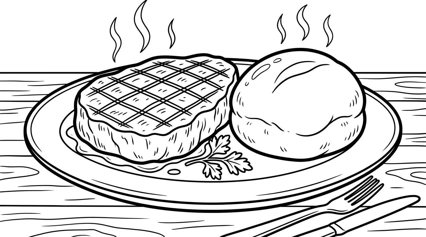 coloriage Bifteck à imprimer pour enfant de 6 ans