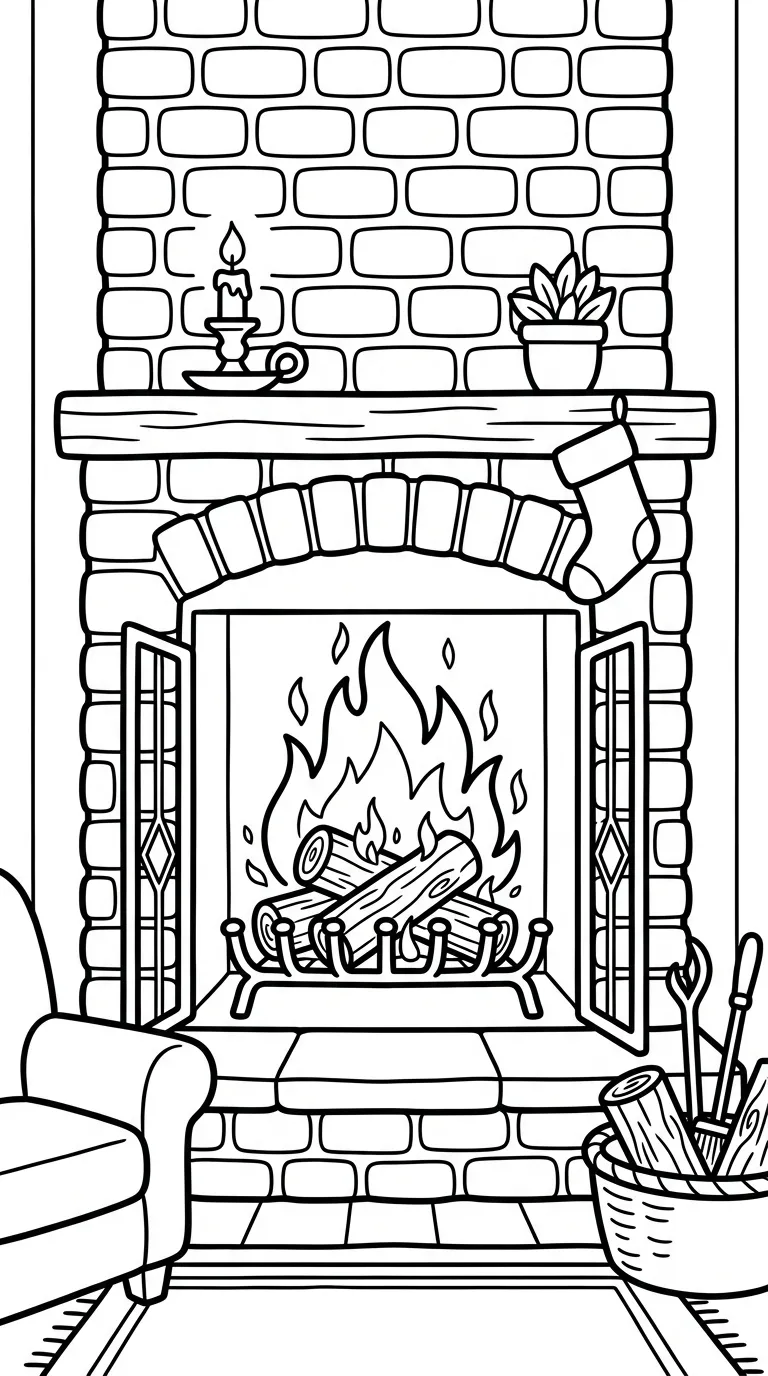 coloriage Feu à imprimer kawaii 1