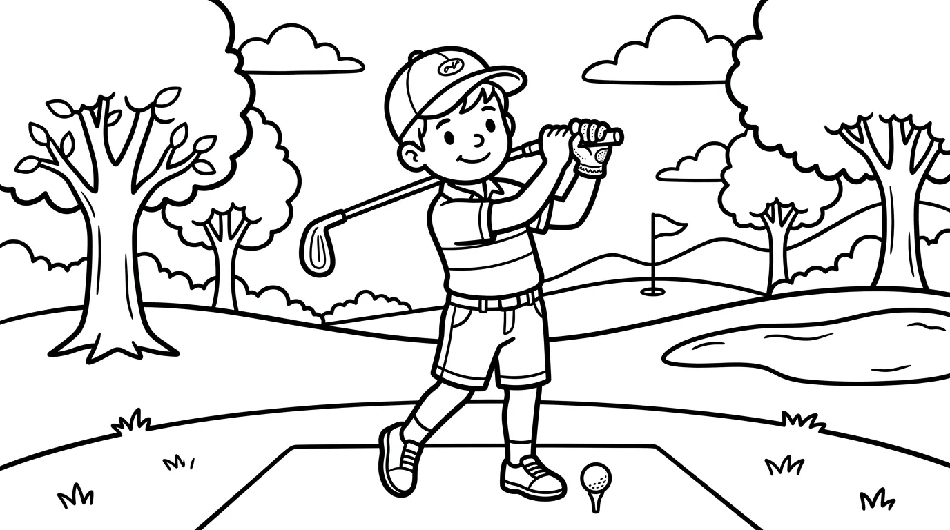 coloriage Golf pour enfant de 8 ans