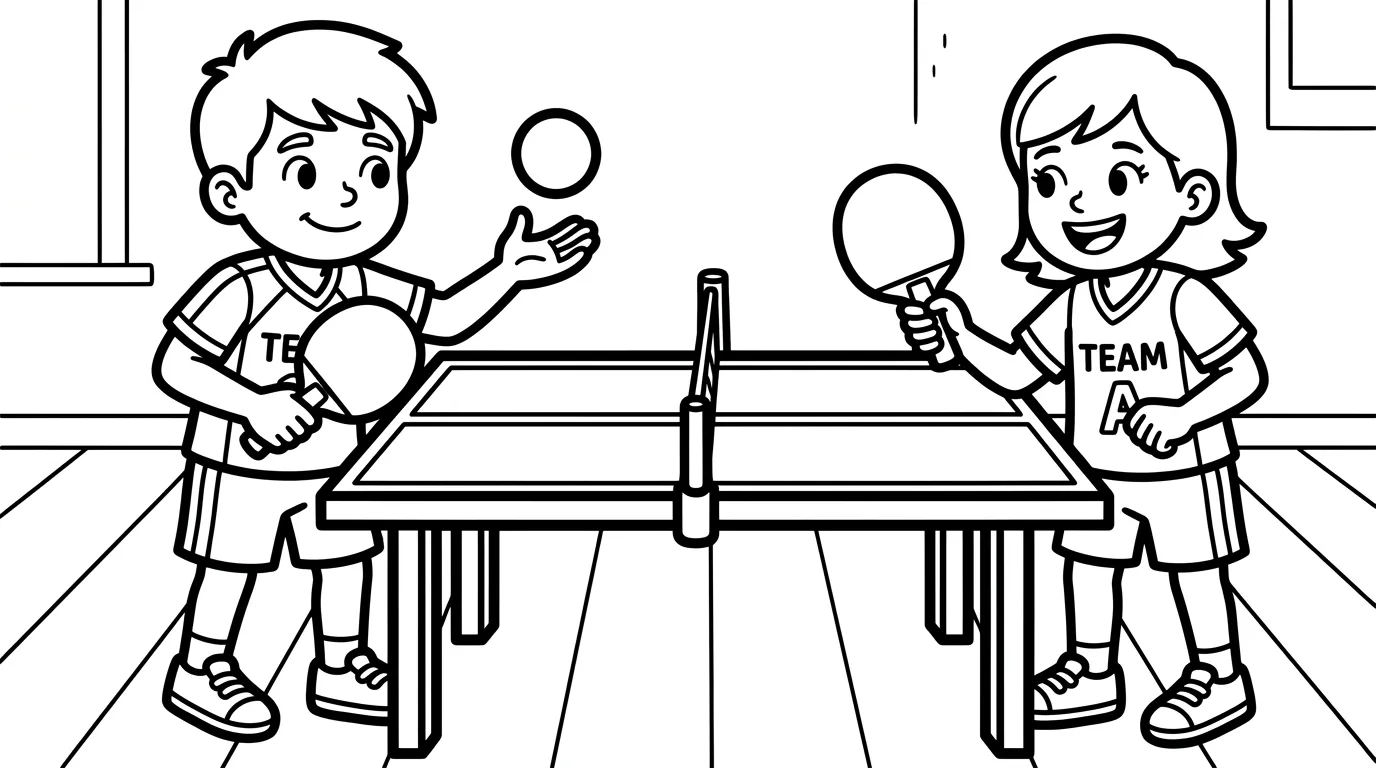 coloriage Le ping pong à imprimer pour enfants