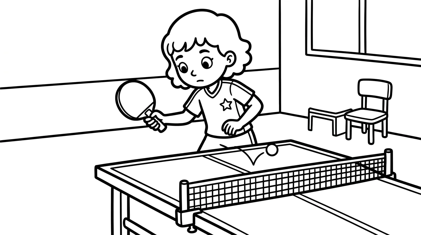 coloriage Le ping pong à imprimer pour enfant de 7 ans