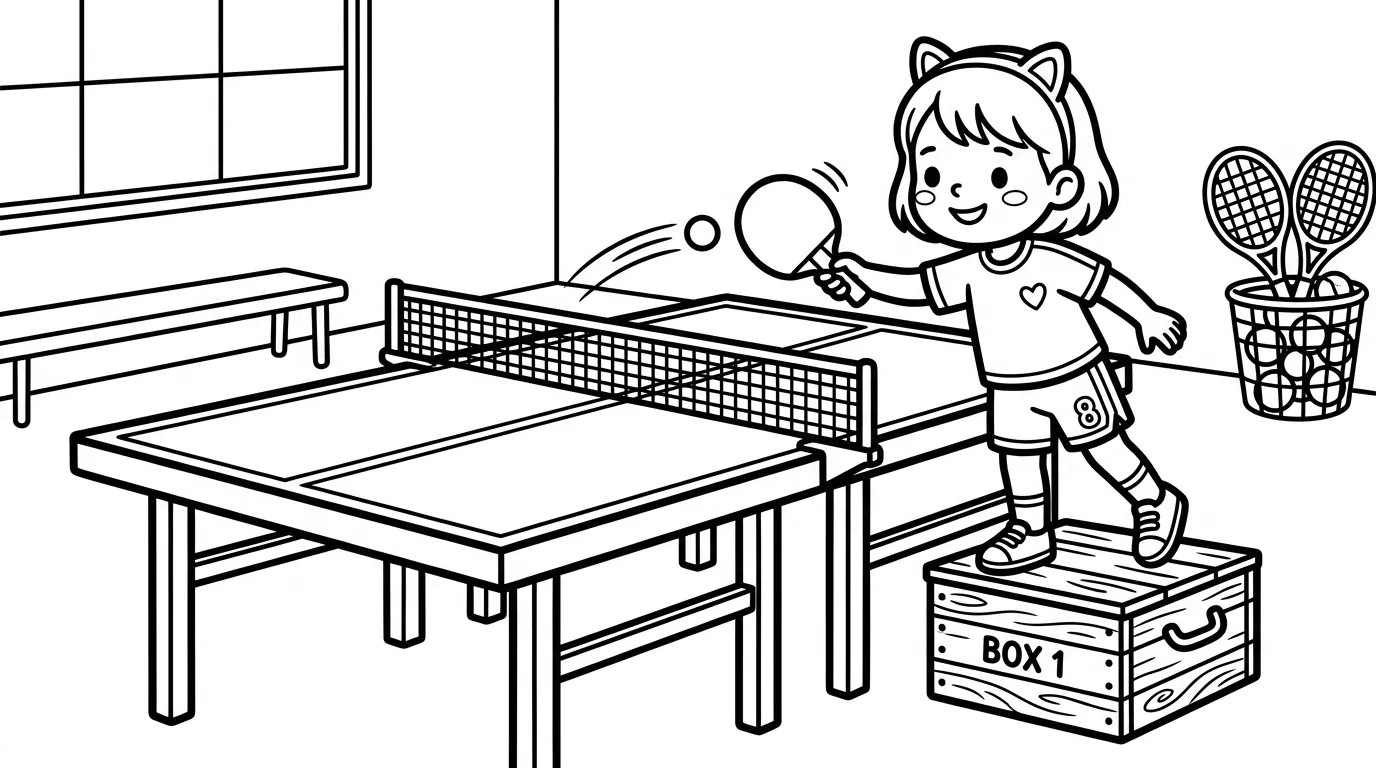 coloriage Le ping pong et decoupage a imprimer gratuit
