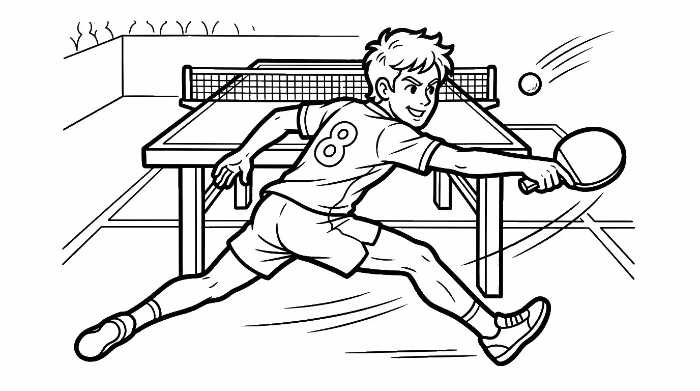 coloriage Le ping pong pour enfant