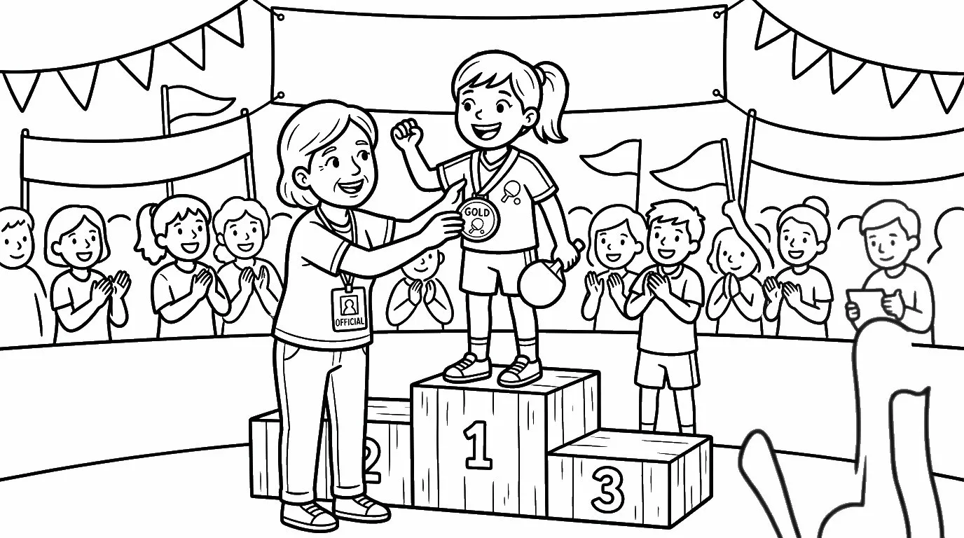 coloriage Le ping pong d'enfant a imprimer