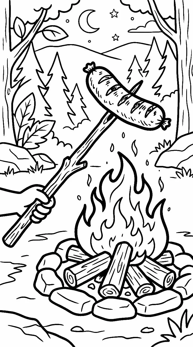 coloriage Saucisse pour enfant de 6 ans