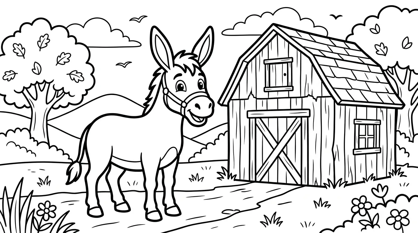 coloriage Âne pour enfants a imprimer 1