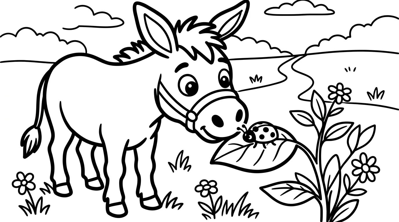 coloriage Âne pour enfant de 4 ans