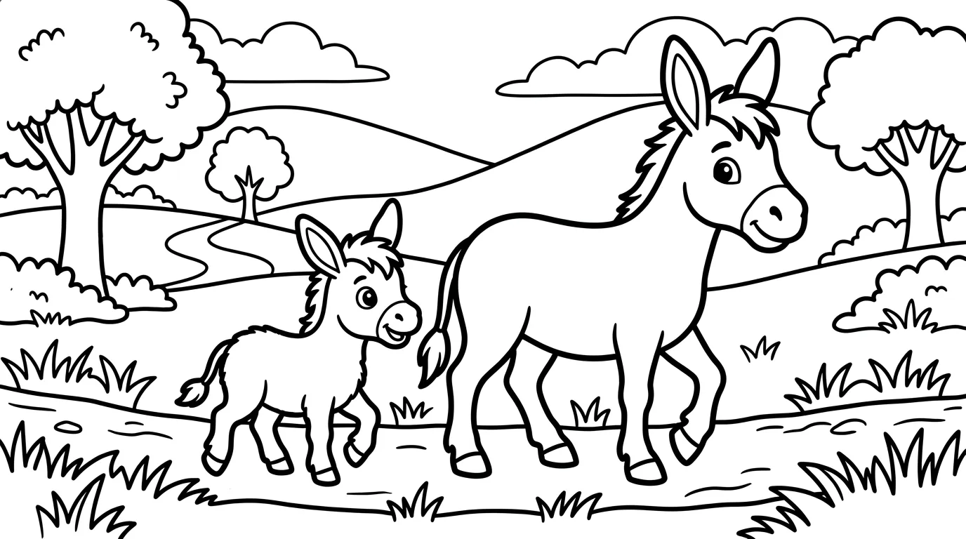 télécharger coloriage Âne gratuit 1