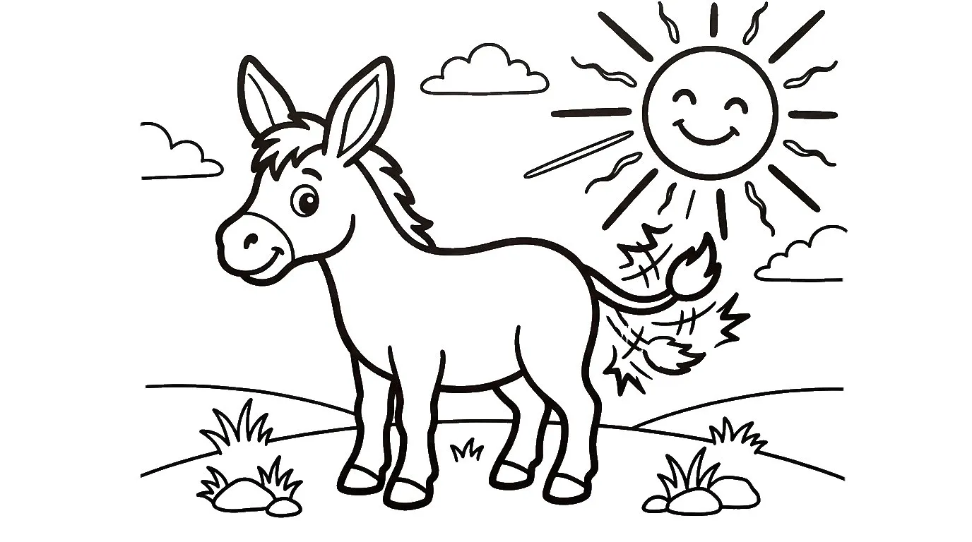 coloriage Âne à imprimer pour enfant de 8 ans