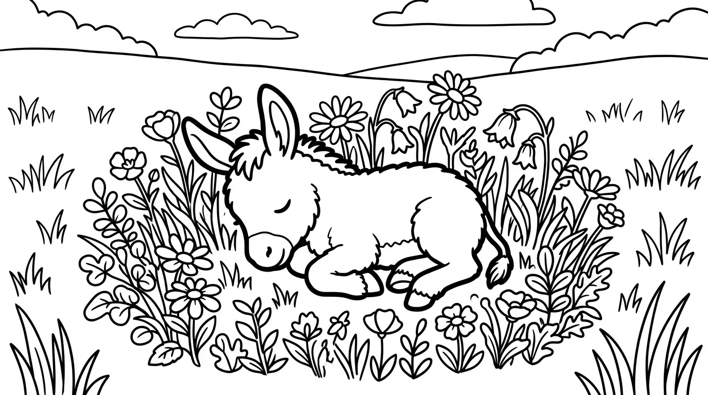 coloriage Âne educatif pour enfant