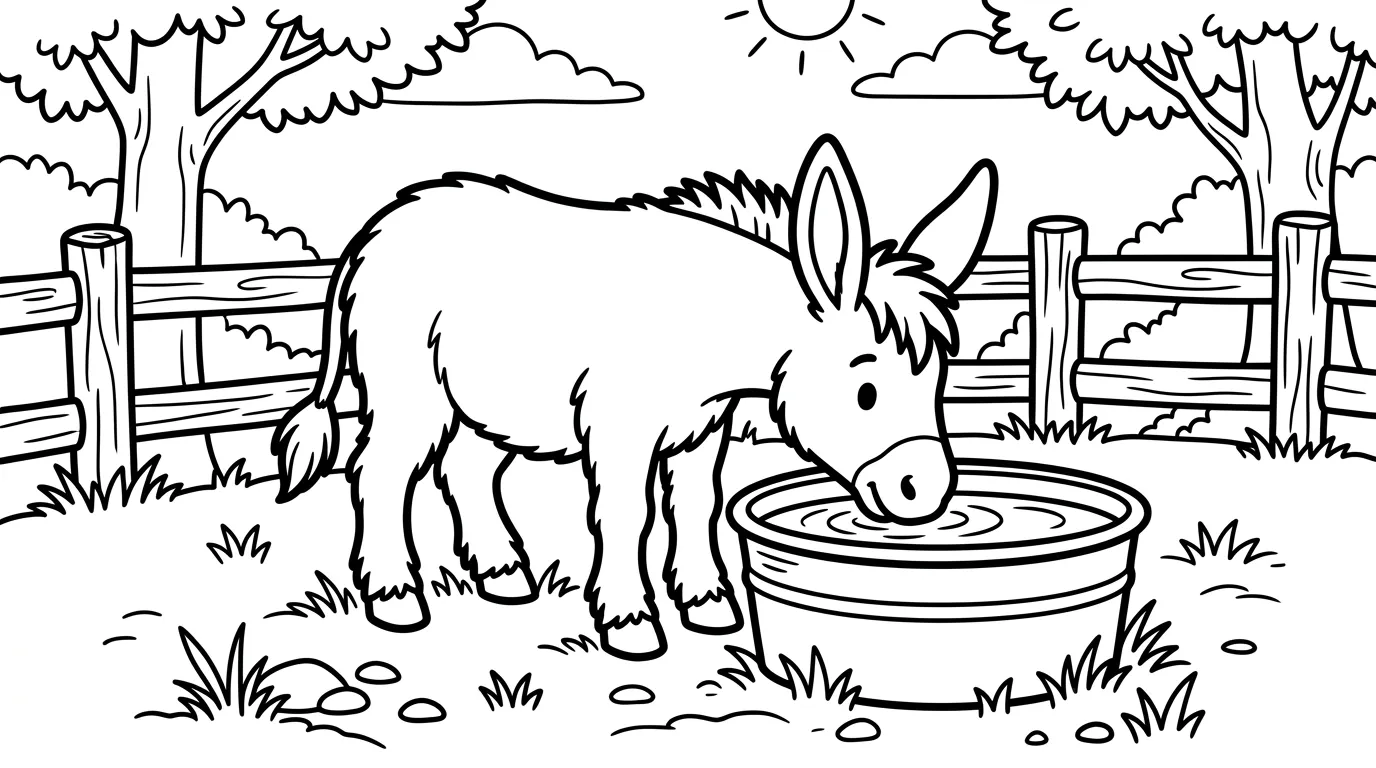 coloriage Âne a imprimer pour enfant de 4 ans