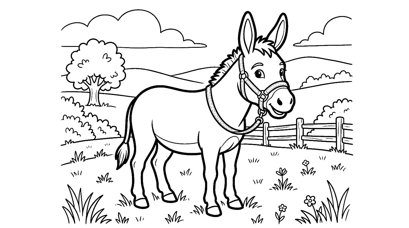 coloriage Âne pour enfant de 6 ans