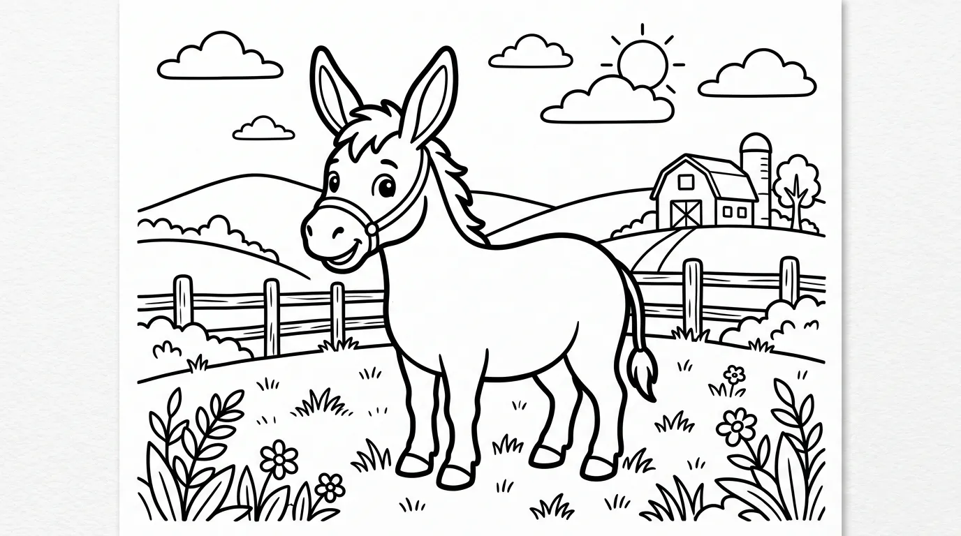 coloriage Âne gratuit a imprimer 1