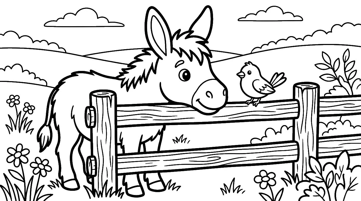 coloriage Âne à imprimer pour enfant de 3 ans