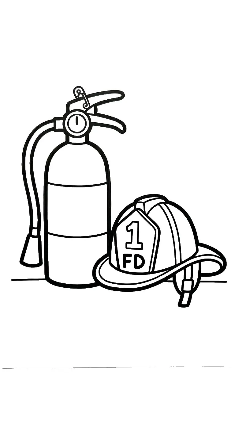 image de coloriage Extincteur pour enfant