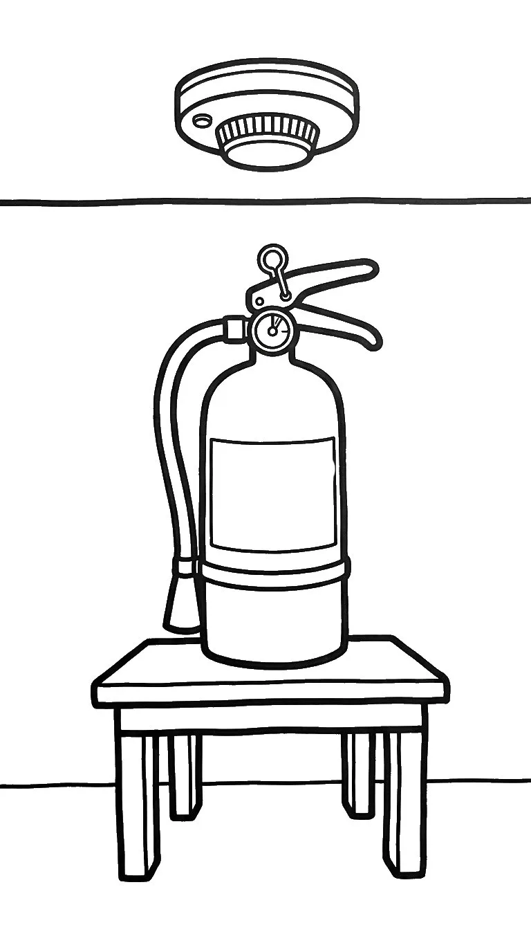 coloriage Extincteur a imprimer pour enfant de 4 ans