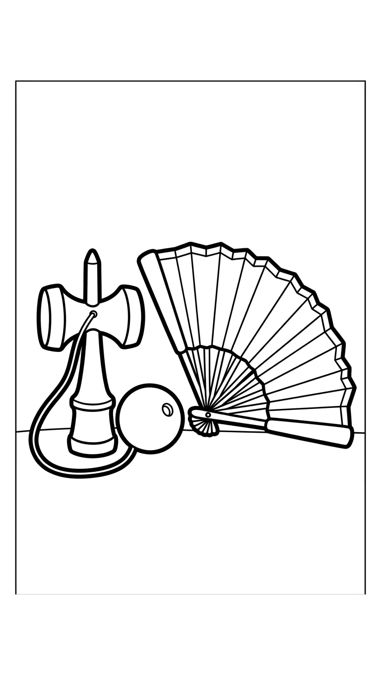 coloriage Kendama pour enfant de 6 ans