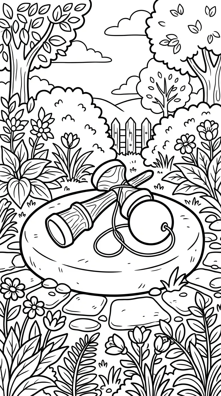 coloriage Kendama à imprimer pour enfant de 6 ans