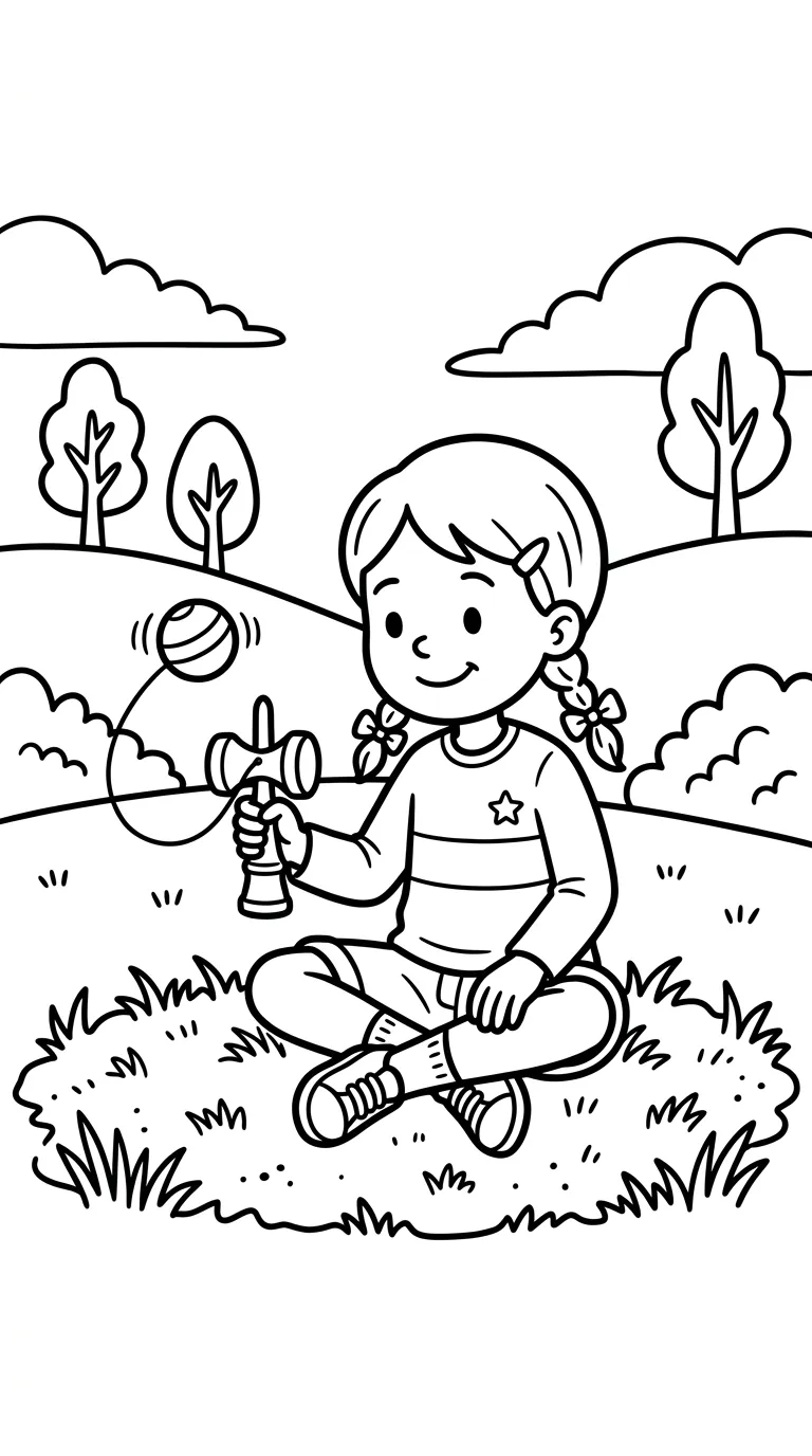 image de coloriage Kendama pour enfant