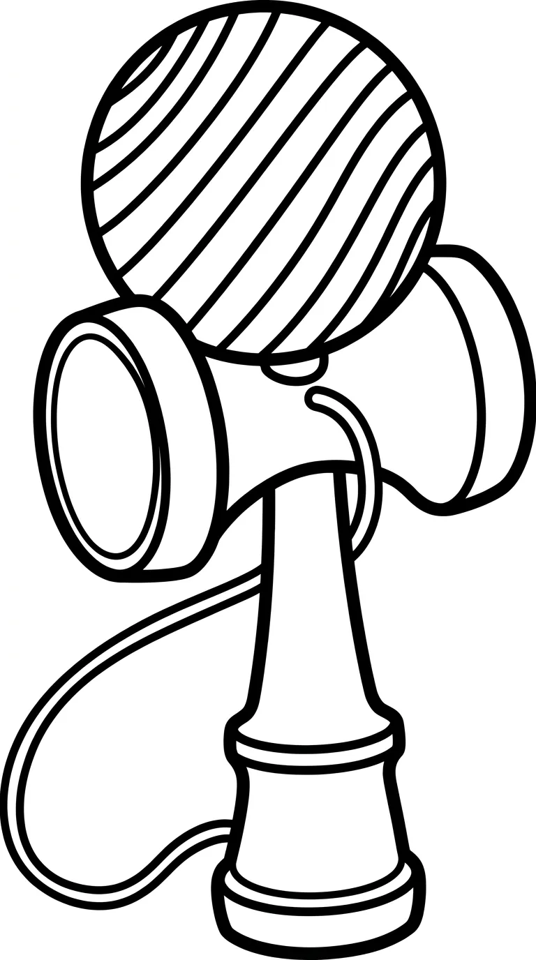 coloriage Kendama à imprimer kawaii
