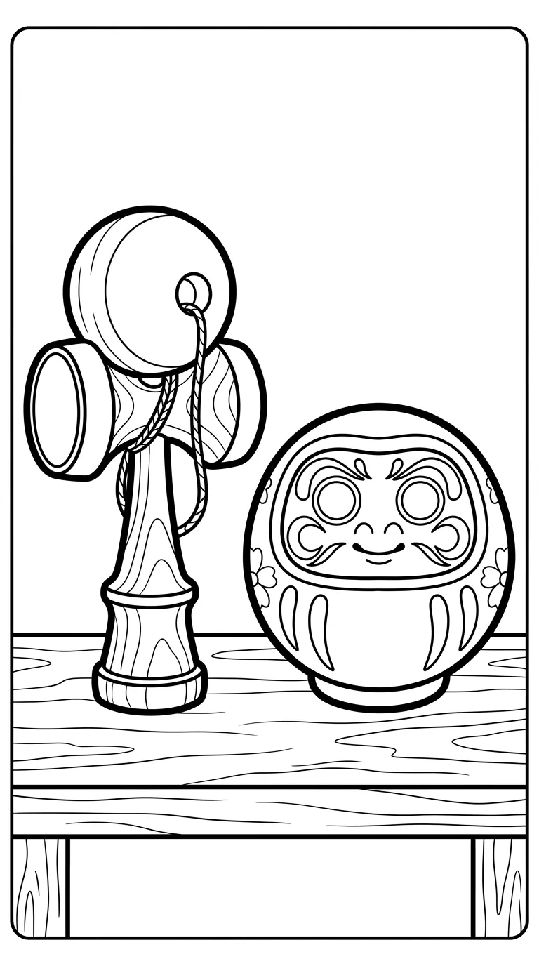 coloriage Kendama à imprimer pour enfant de 12 ans
