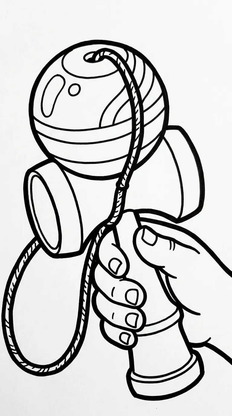 coloriage Kendama d'enfant a imprimer