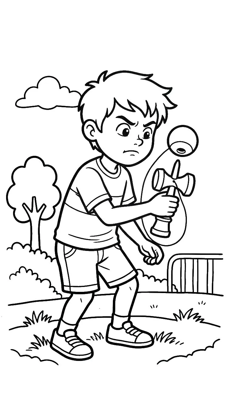 coloriage Kendama à imprimer pour enfant de 3 ans
