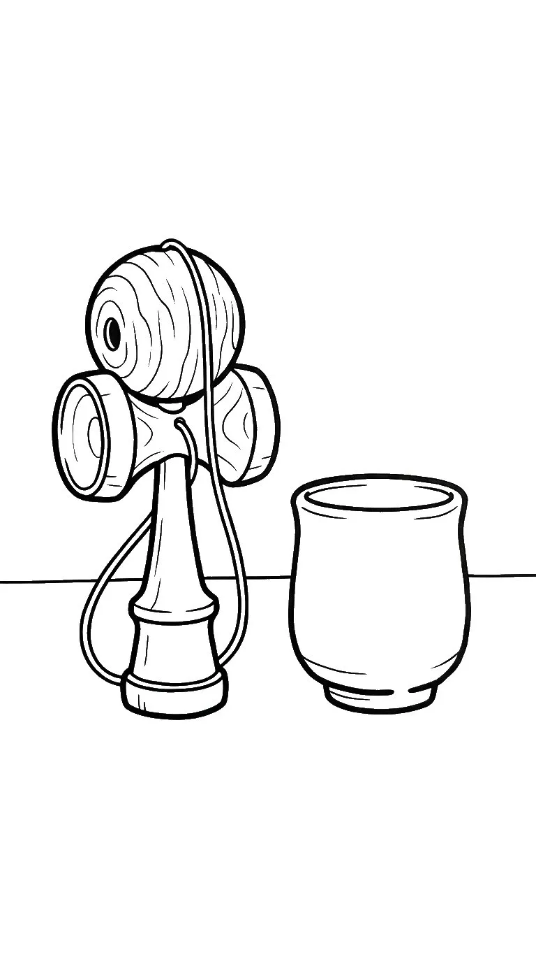 coloriage Kendama à imprimer pour enfant de 8 ans