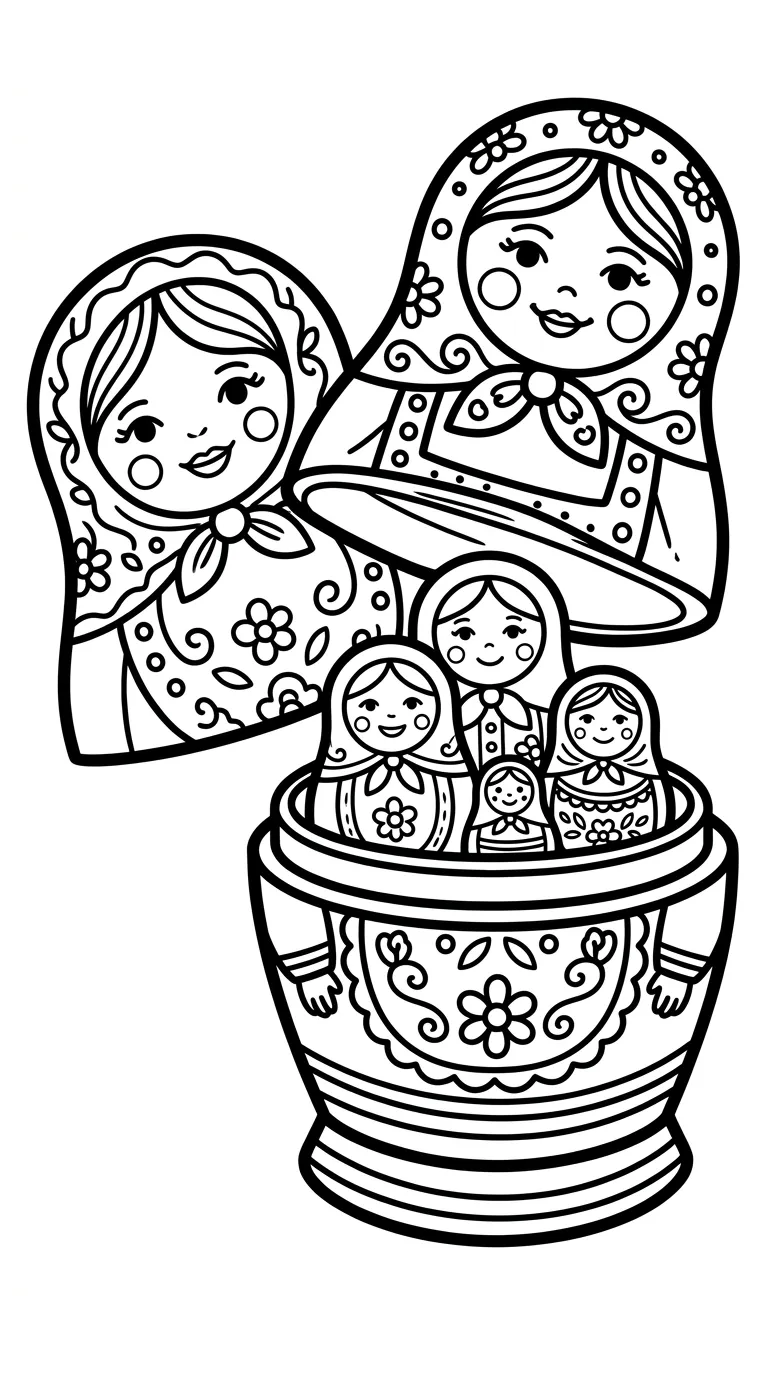 coloriage Matriochkas a colorier en ligne