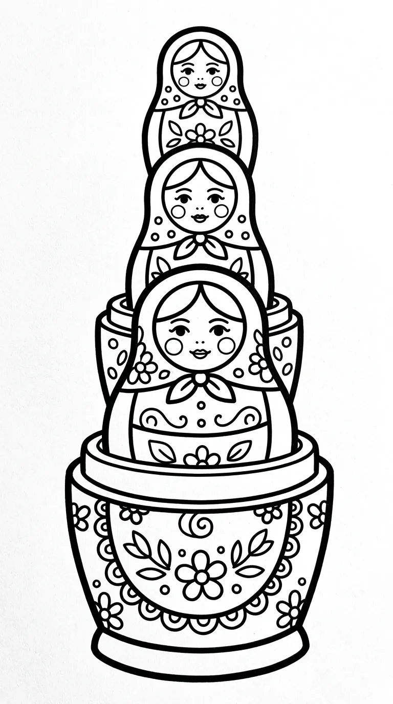 coloriage Matriochkas pour enfants a imprimer