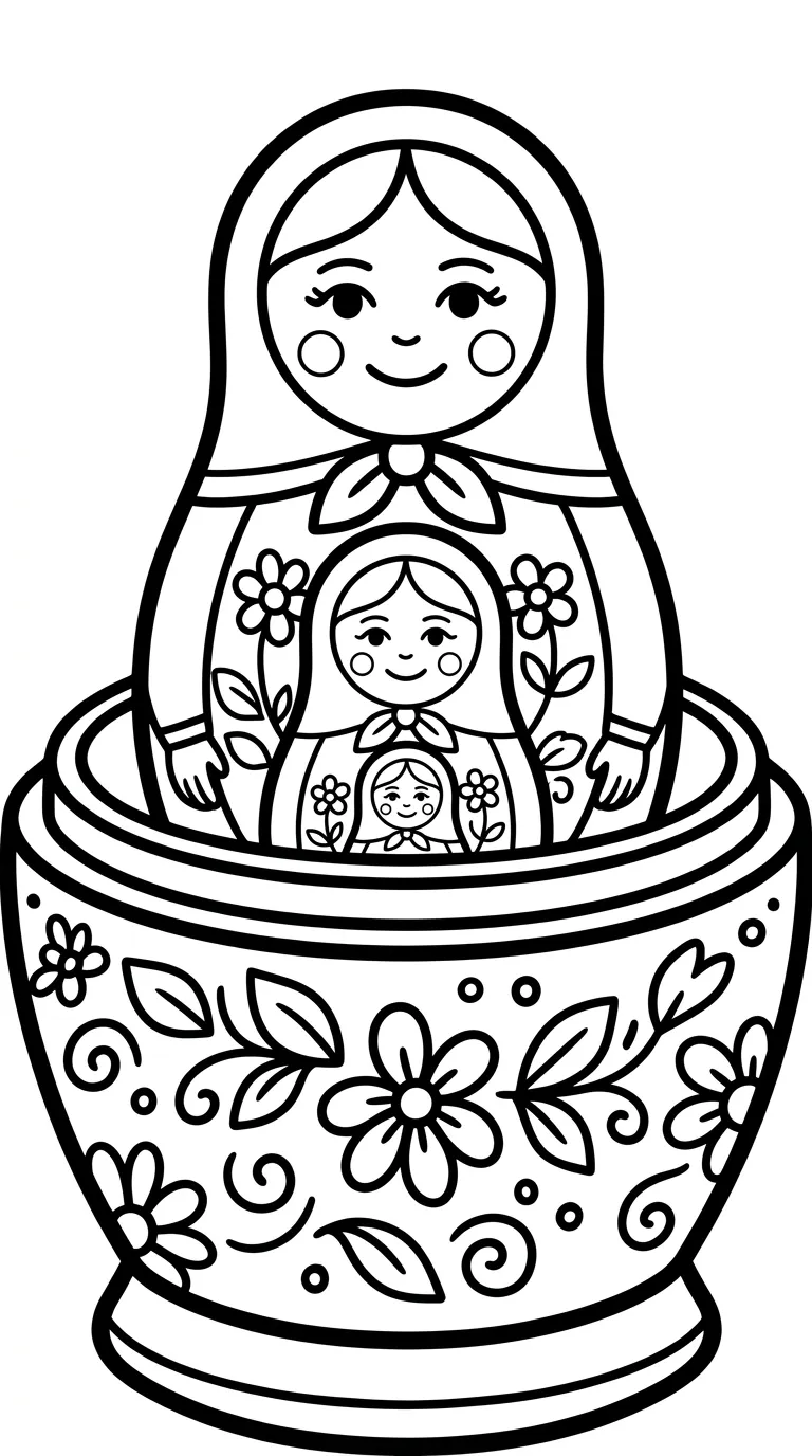 coloriage Matriochkas et découpage à imprimer
