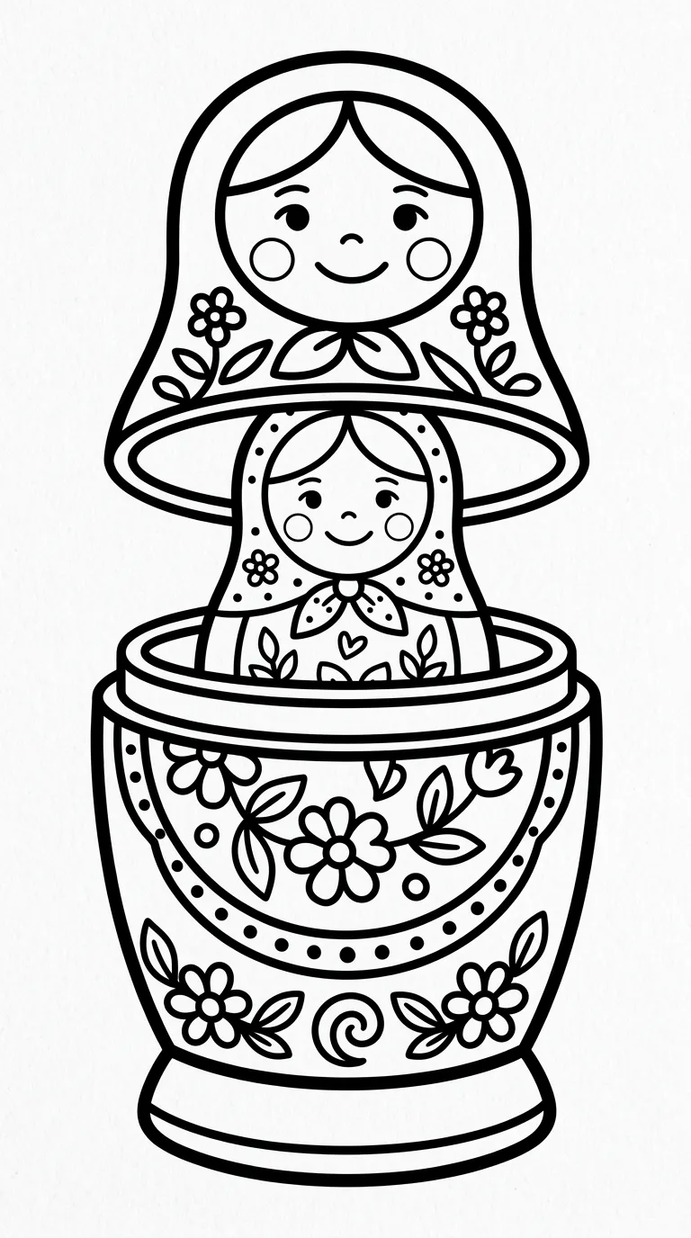 coloriage Matriochkas à imprimer pdf gratuit 1